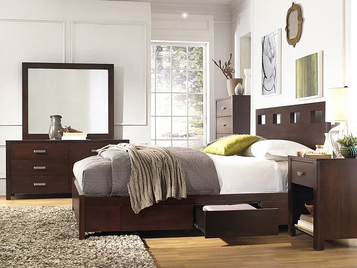 Modus Riva 2-Piece Storage Bedroom Set in Chocolate Brown
