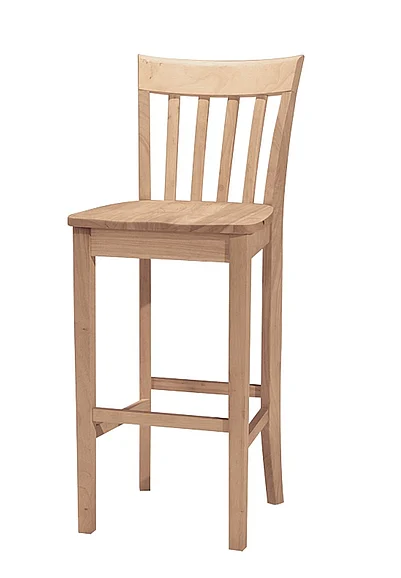 John Thomas Unfinished 30'' Slatback Stool (Built) S-3013B