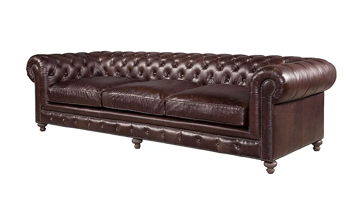 Spectra Home Greenwich 118" Sofa in Dark Oak Valencia Dark Brown (3) S3025-30-118