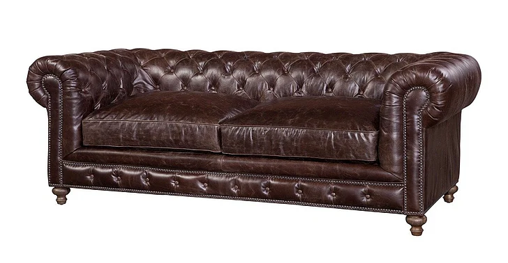 Spectra Home Greenwich 90" Sofa in Dark Oak Valencia Dark Brown (3) S3025-30-90