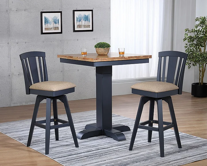 ECI Furniture Autumn Winds 3pc Counter Pub Dining Room Set in Black & Natural