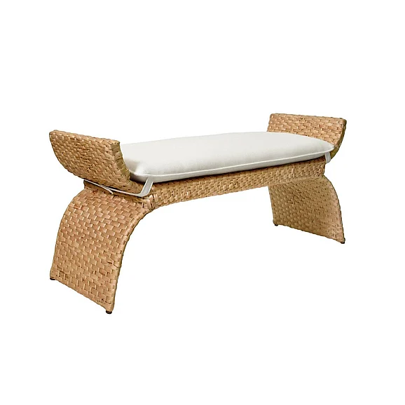 Worlds Away Sachi Arched Bench in Woven Water Hyacinth SACHI