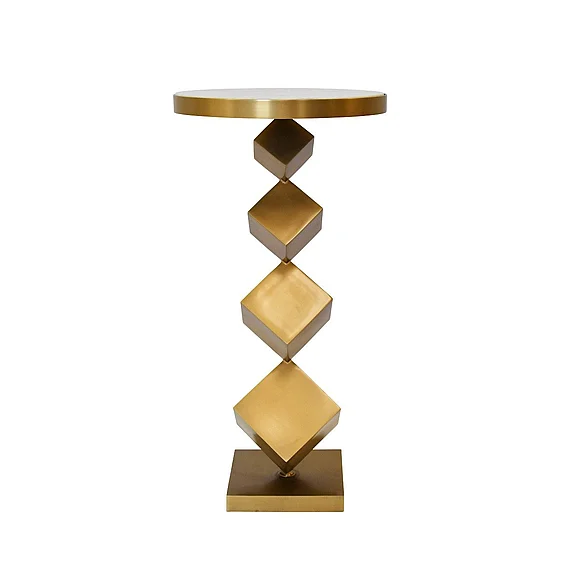 Worlds Away Salvador Stacked Cube Base Side Table in Antique Brass SALVADOR