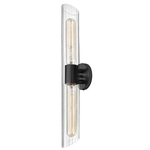 Dainolite 2LT Vanity, MB w/ Clear Fluted Glass SAM-252W-MB