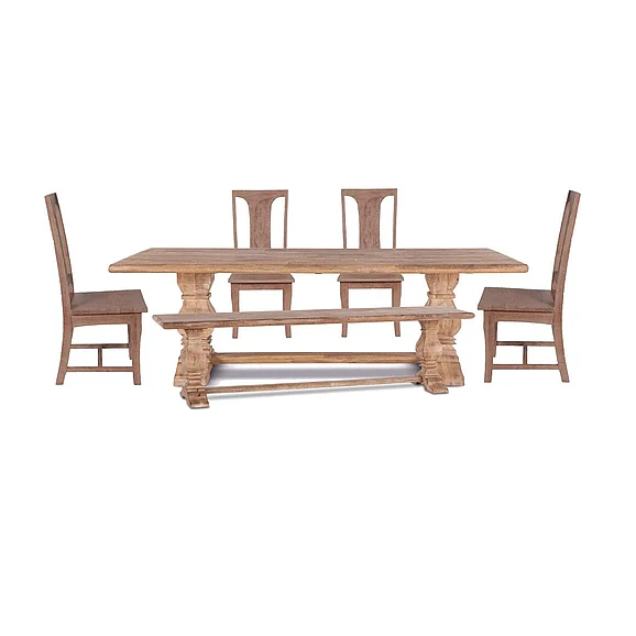 HTD San Rafael 6pcs 108" Dining Room Set in Antique Oak