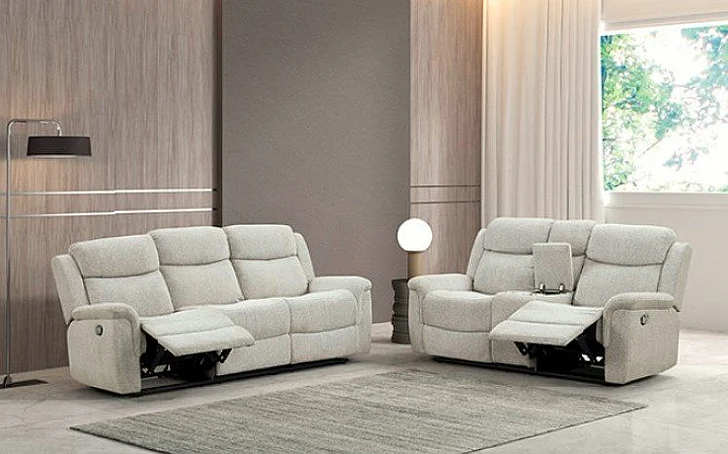 Furniture of America Sandbach 2pc Reclining Living Room Set in Light Gray
