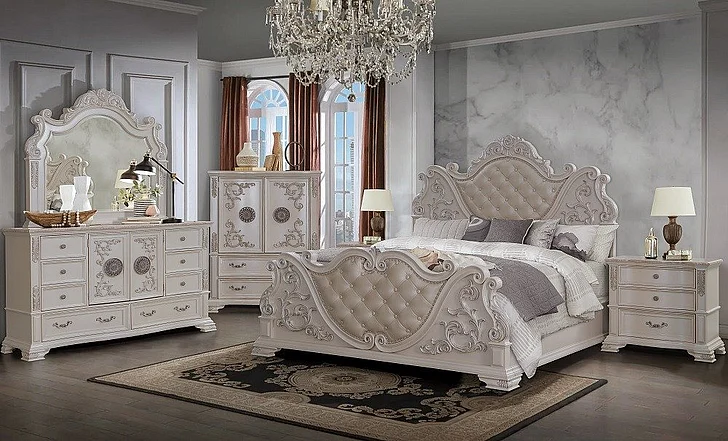 Cosmos Santa Monica 2pc Bedroom Set in Pearl White