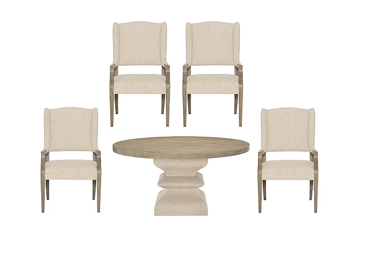 Bernhardt Santa Barbara 5pc Round Dining Set in Sandstone - SET B