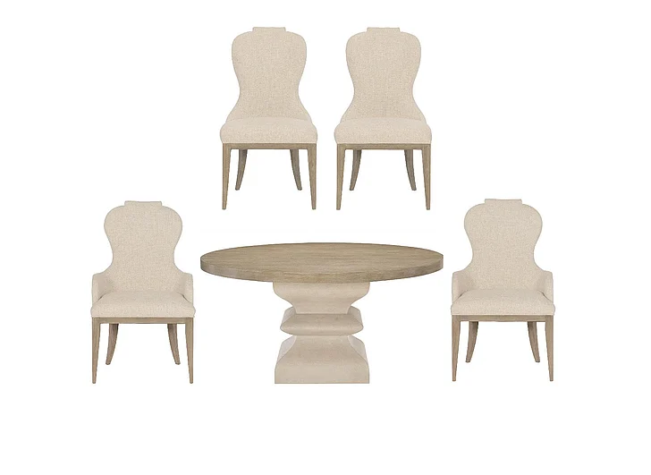 Bernhardt Santa Barbara 5pc Round Dining Set in Sandstone - SET C