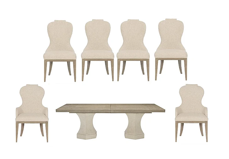 Bernhardt Santa Barbara 7pc Rectangular Dining Set in Sandstone - SET C