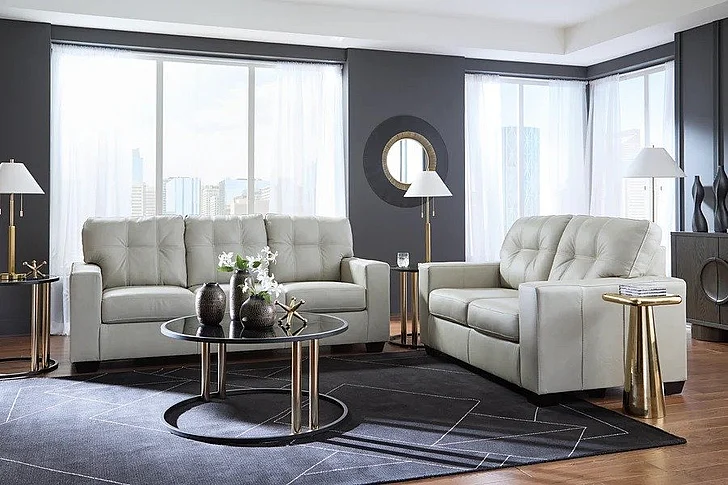 Ashley Furniture Santorine 2pc Sofa Living Room Set in Bone
