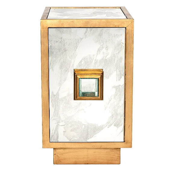 Worlds Away Savannah Ant Mir & Gold Leaf One Dr Cabinet SAVANNAH G
