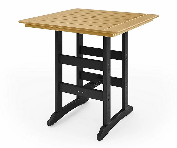SoPoly 44" Savannah Square Bar Table in Black and Boardwalk Brown SAVB44-BL-BO