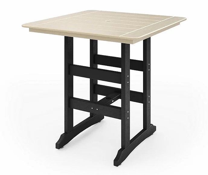 SoPoly 44" Savannah Square Bar Table in Black and Tybee Sand SAVB44-BL-TY