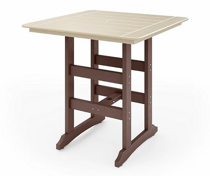 SoPoly 44" Savannah Square Bar Table in Pecan Brown and Tybee Sand SAVB44-PE-TY