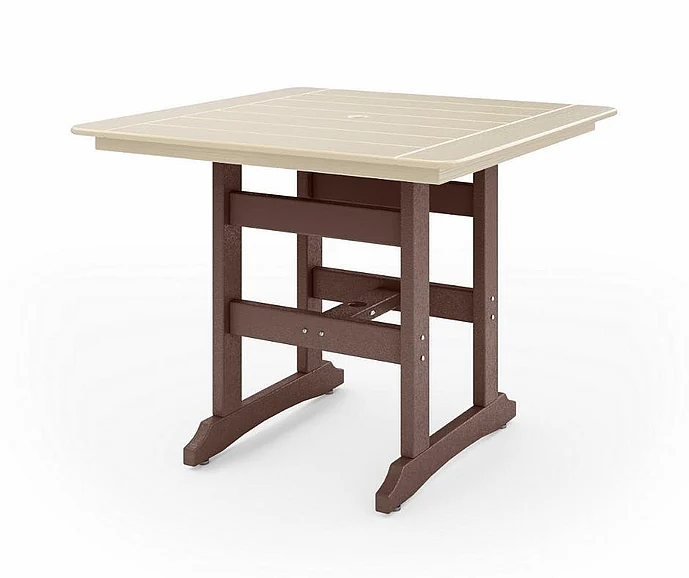 SoPoly 44" Savannah Square Counter Table in Pecan Brown and Tybee Sand SAVC44-PE-TY