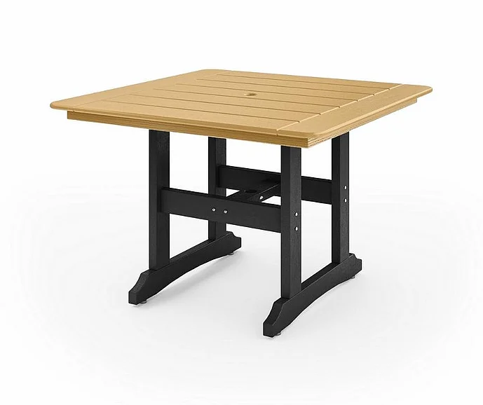 SoPoly 44" Savannah Square Dining Table in Black and Boardwalk Brown SAVT44-BL-BO