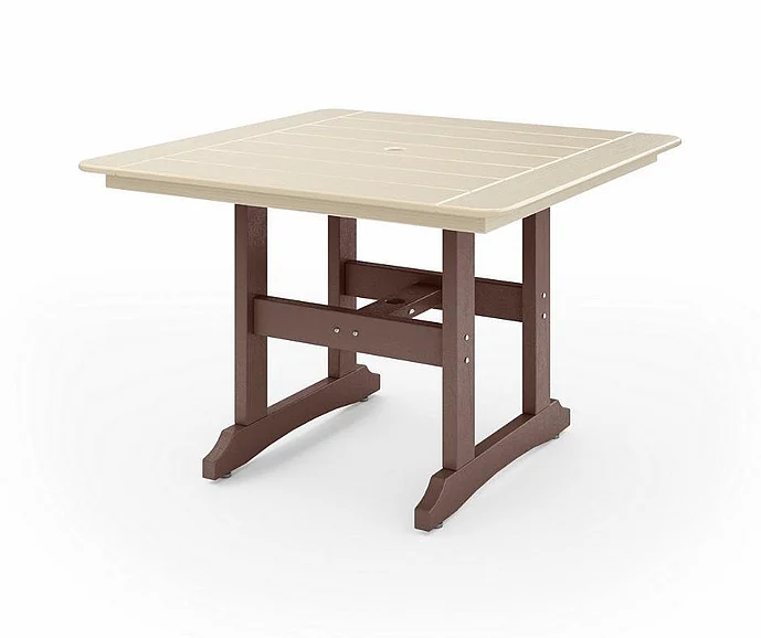SoPoly 44" Savannah Square Dining Table in Pecan Brown and Tybee Sand SAVT44-PE-TY
