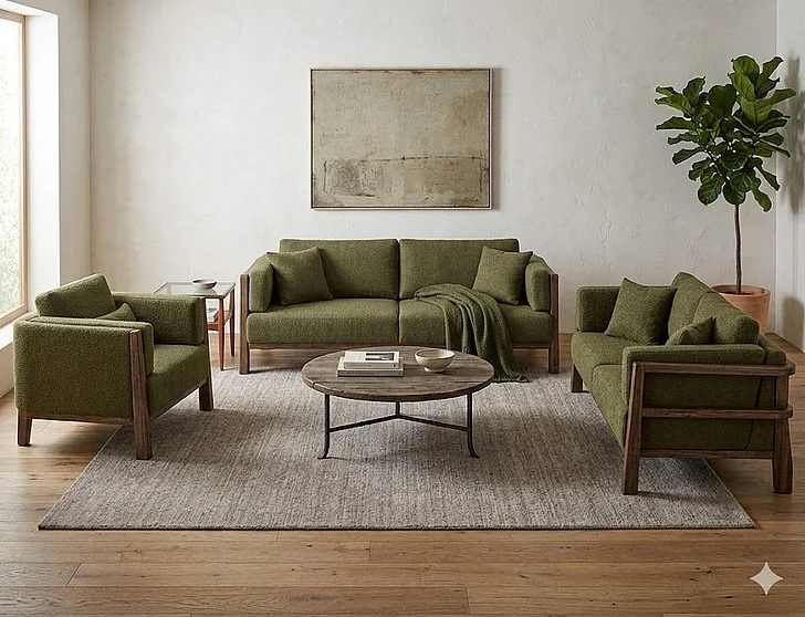 IFD Roots 2pc Living Room Set in Green