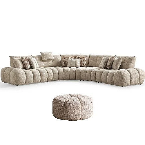 Whiteline Modern Lune Sectional Living Room Set in Taupe