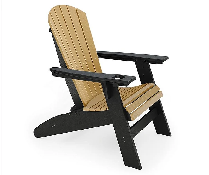 SoPoly St. Simons Curved Back Adirondack Chair in Black and Boardwalk Brown SCA001-BL-BO