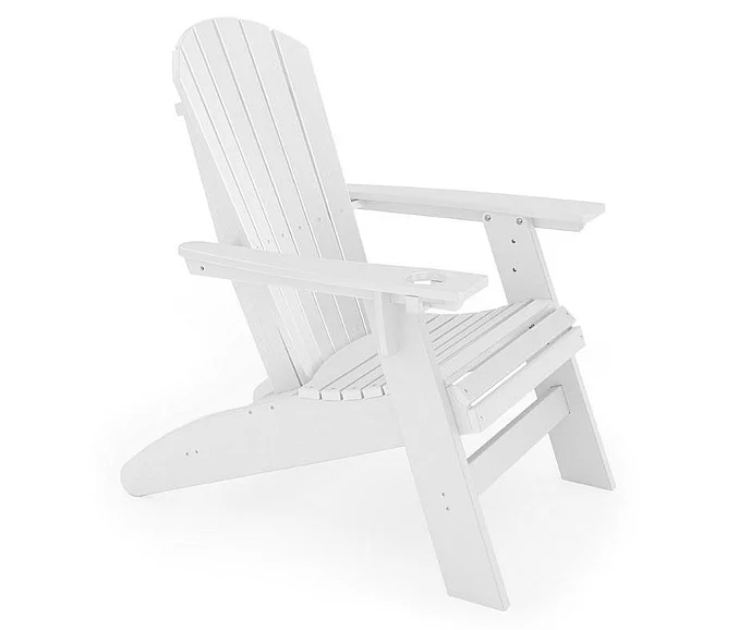 SoPoly St. Simons Curved Back Adirondack Chair in Destin White SCA001-DE-DE
