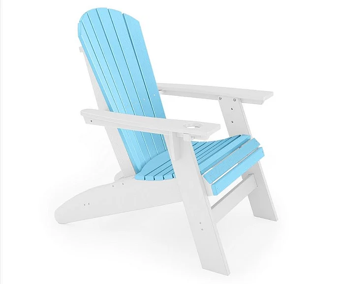 SoPoly St. Simons Curved Back Adirondack Chair in Destin and Summer Blue SCA001-DE-SU