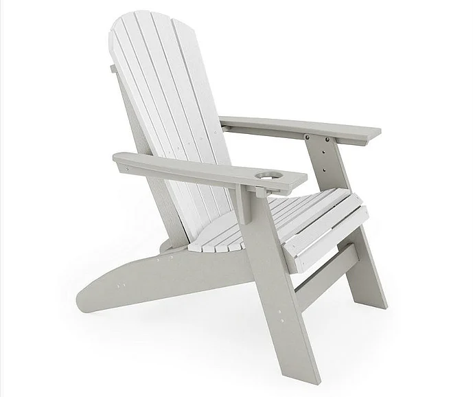 SoPoly St. Simons Curved Back Adirondack Chair in Heron Gray and Harbor Gray SCA001-HE-HA