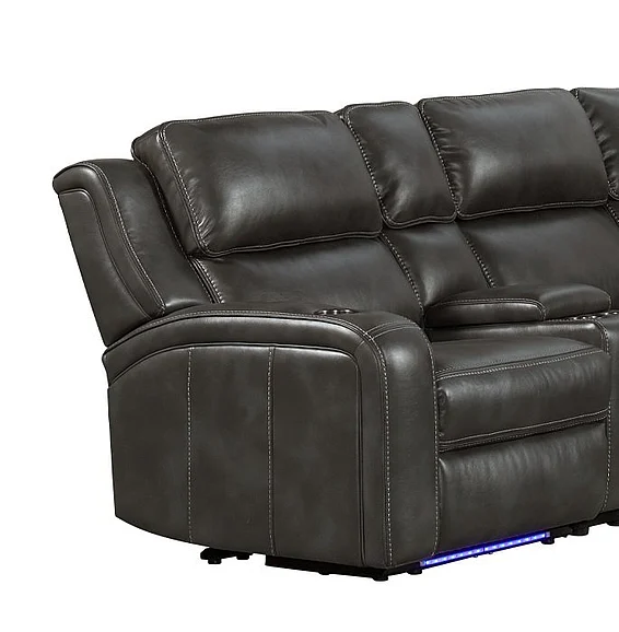 Intercon Furniture Silhouette LSF Dual-Power Recliner w/Lights in Bolero Slate SE-SC-LAFPR-SLT-C