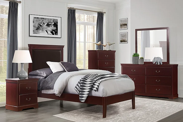 Homelegance Seabright 4pc Platform Bedroom Set in Cherry