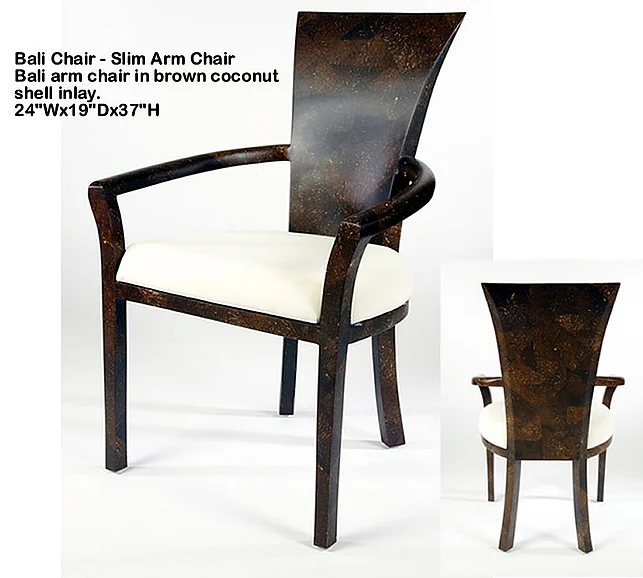 Indo Puri Bali Slim Arm Chair in Brown (Set of 2)