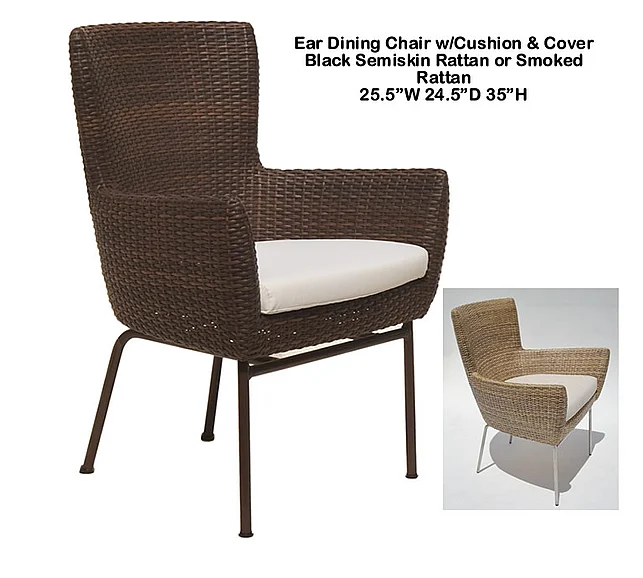 Indo Puri Ear Dining Chair in Black Semiskin (Set of 2)