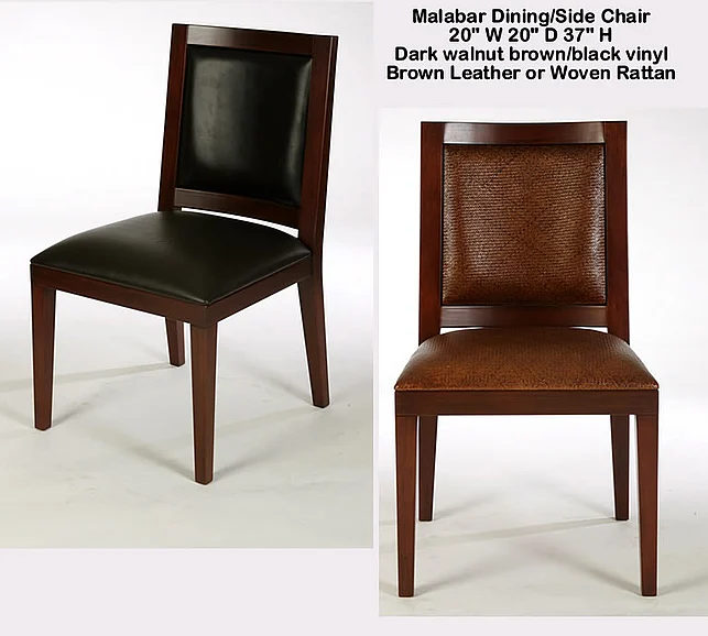 Indo Puri Malabar Side Chair in Dark Walnut Brown/Black (Set of 2)