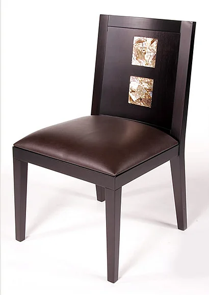 Indo Puri Nusa Dua Side Chair with Mother of Pearl in Espresso (Set of 2)