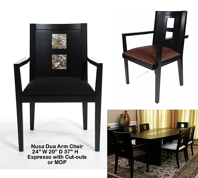 Indo Puri Nusa Dua Arm Chair with Mother of Pearl in Espresso (Set of 2)