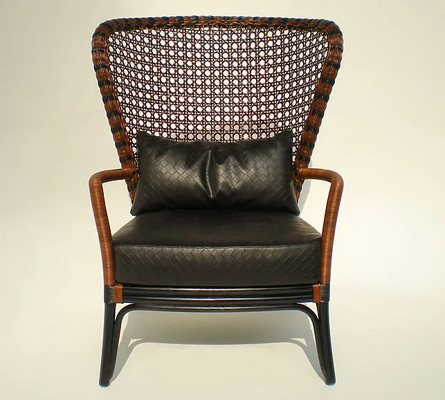 Indo Puri Simba Wing Lounge Chair in Black/Brown
