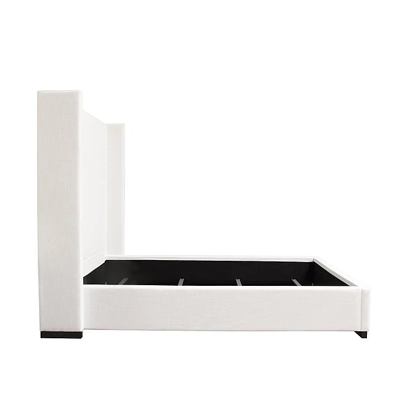 Diamond Sofa Seattle Queen Bed with Vintage Wing in White Linen SEATTLEWHQUBED