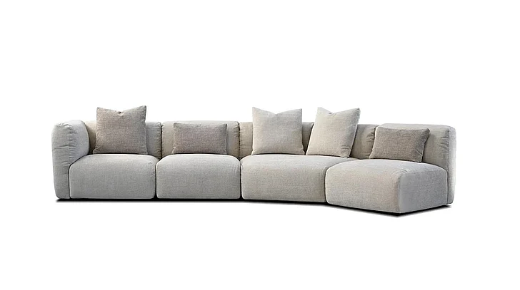 Mobital Maarten 4-Piece Sectional in Desert Taupe Tweed Fabric