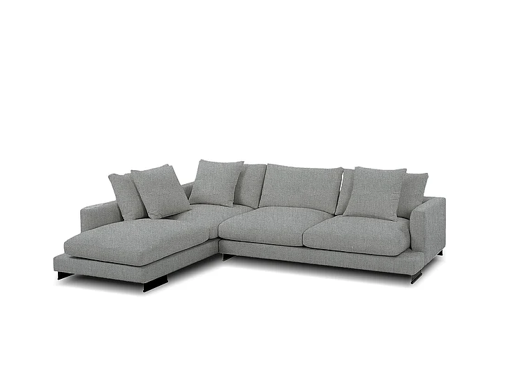 Mobital Weekender Chaise LSF Sectional Grey Harris Tweed Fabric SEL-WEEK-GRHT-PCBLA