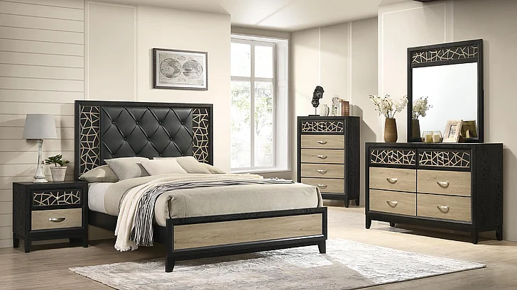 Galaxy Home Selena 2pc Bedroom Set in Black