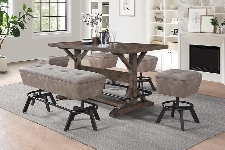 Urban Styles Sequoia 5pc Counter Table Set in Rustic Brown