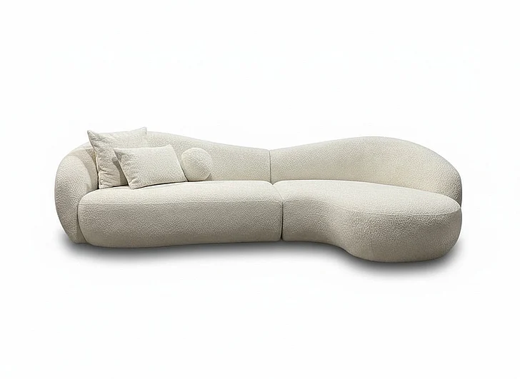 Mobital Loop 2-Piece Sectional Chaise Facing Right Doodle Blanco Fabric SER-LOOP-DOBL-2PCS