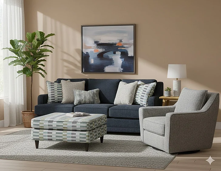 Southern Motion Elise Ink/Newton Spray 7000 2pc Living Room Set in Grey