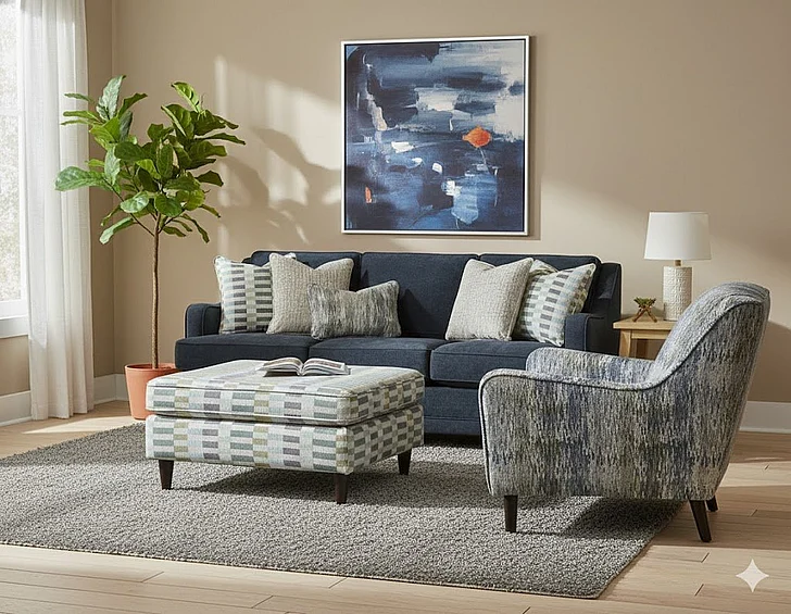 Southern Motion Elise Ink/Karoo Mystic 7000 2pc Living Room Set in Grey
