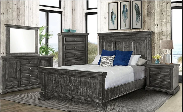 Elements International Condesa Grey 2-Piece Panel Bedroom Set in Gray
