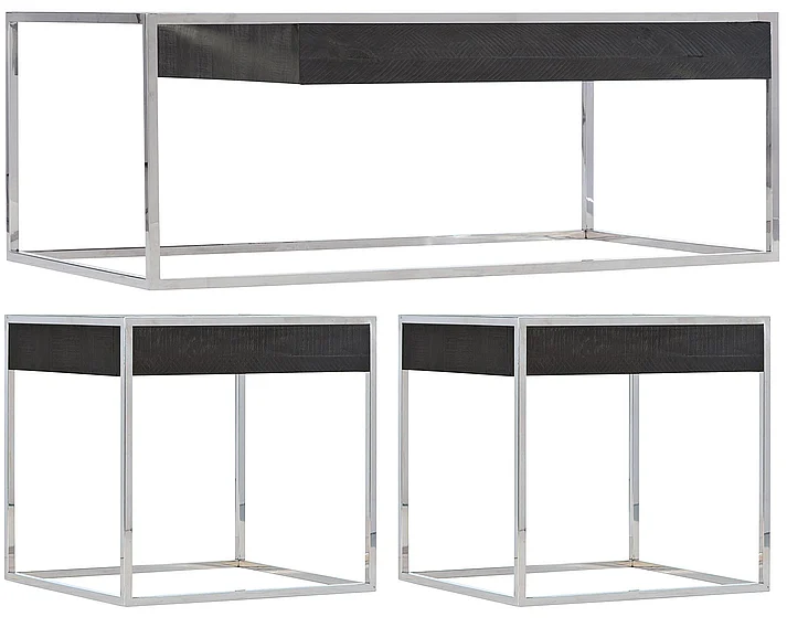 Bernhardt Logan Square Beacon 3pc Occasional Table Set in Cinder