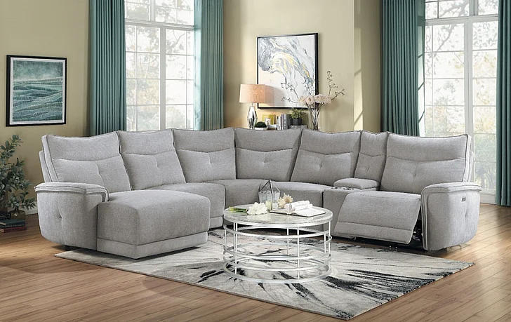 Homelegance Furniture Tesoro 6pc Sectional w/ Left Chaise in Mist Gray