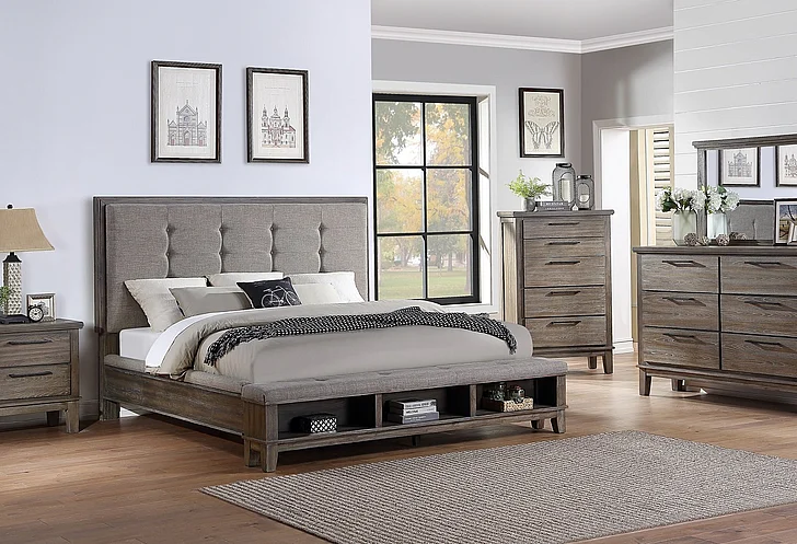 New Classic Furniture 4pc Cagney Bedroom Set in Vintage Gray