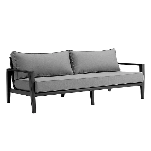 Armen Living Cayman Outdoor Sofa in Black and Dark Gray SETODCMBLBX3
