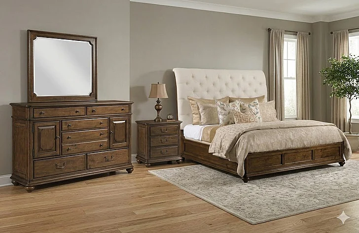 Kincaid Commonwealth Herndon 2pc Upholstered Bedroom Set in Brown